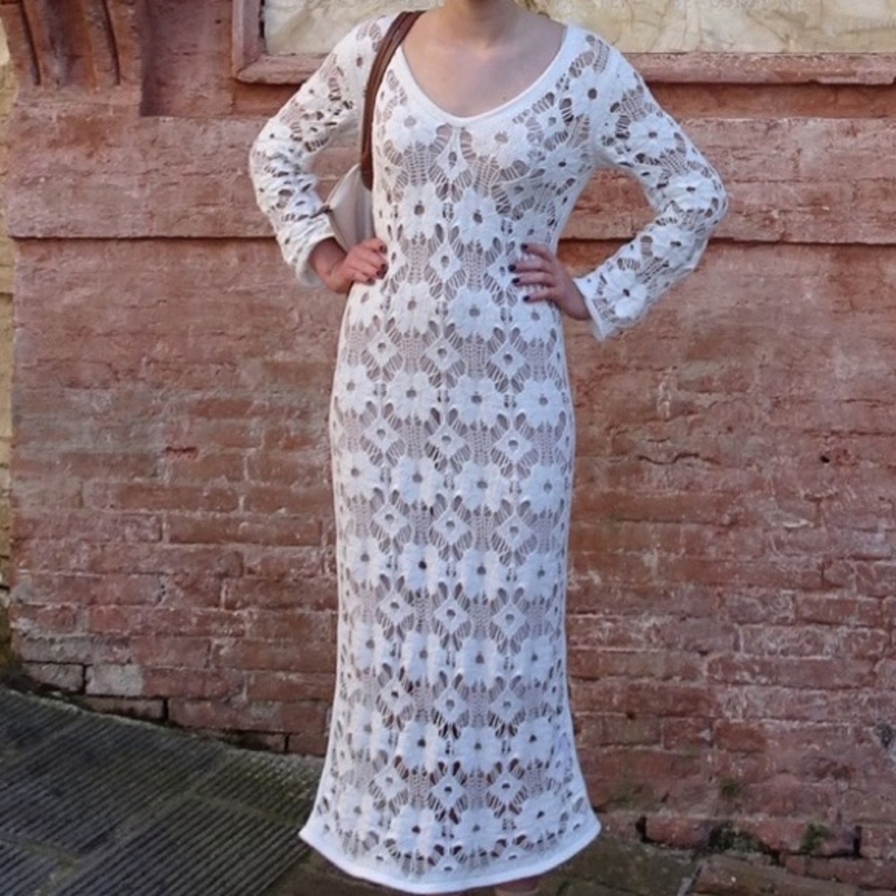 TWIN SET crochet maxi dress
